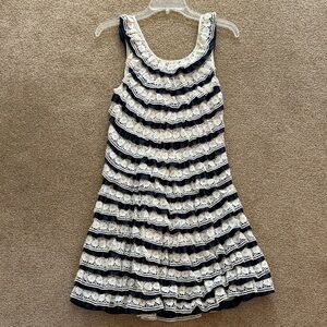 Marc by Marc Jacobs Navy and White Lace Ruffle Mini Dress XS